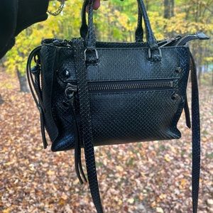 Botkier leather, black, snake print crossbody bag